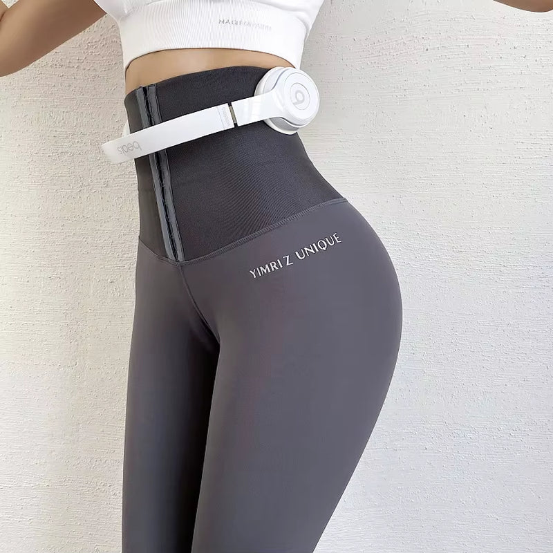 YIMRIZ High Waist Body Building Fitness Legging Stretch Tights Shaping Trousers Running Leggings Workout Training Yoga Pants